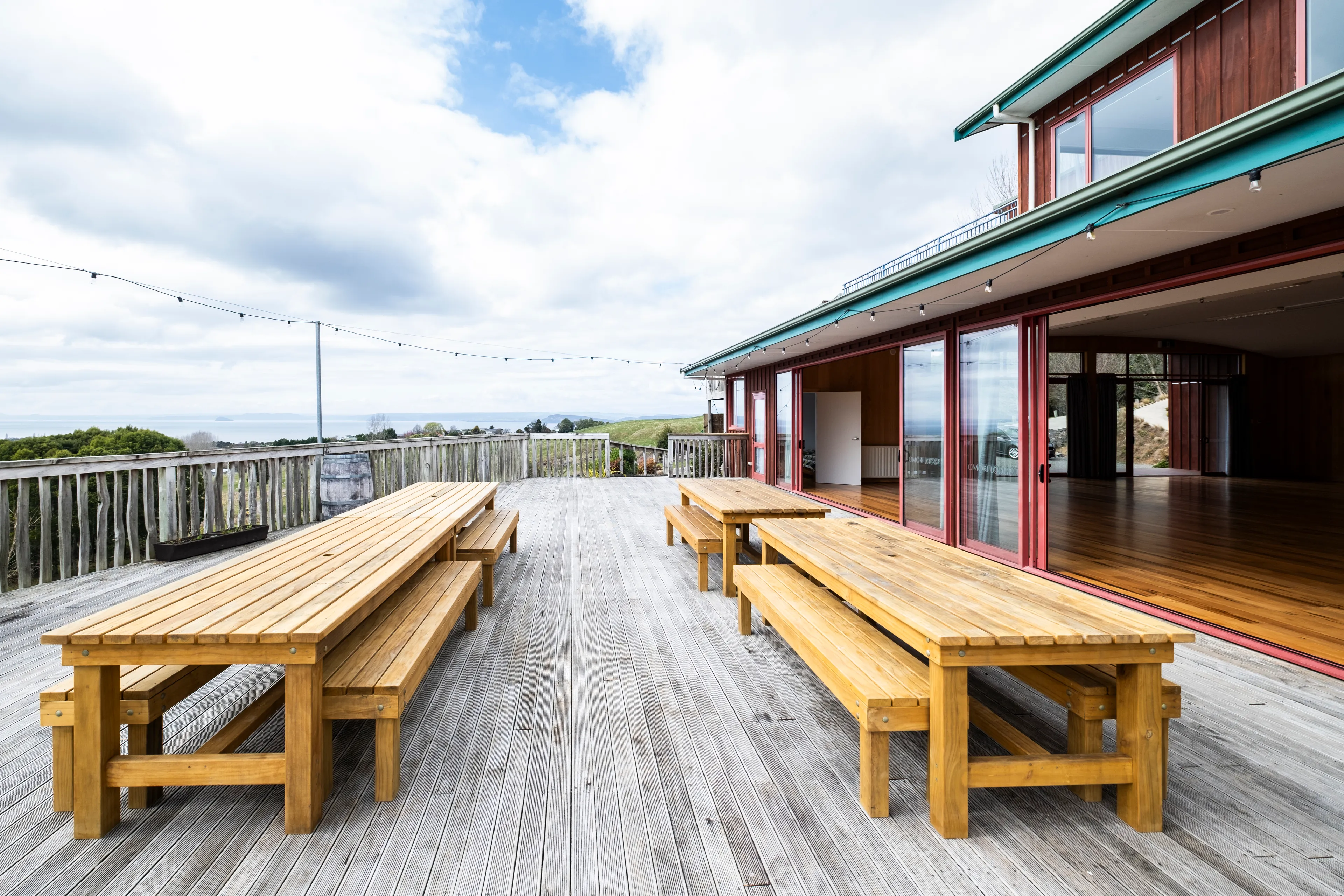View of lake Taupo from Omori Lodge deck